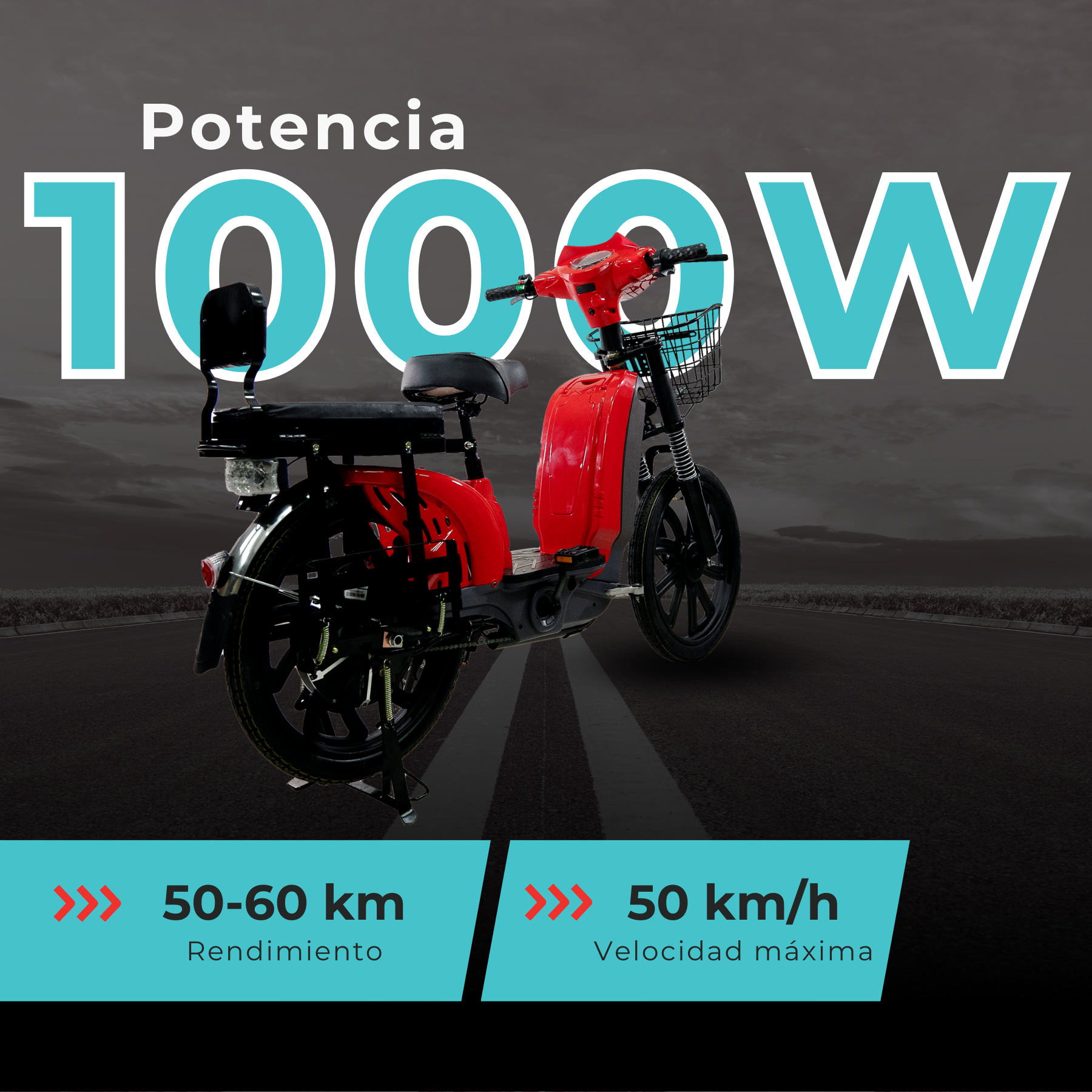 Bicicleta eléctrica Vanguard en color rojo, con diseño robusto y alto rendimiento para cualquier terreno.