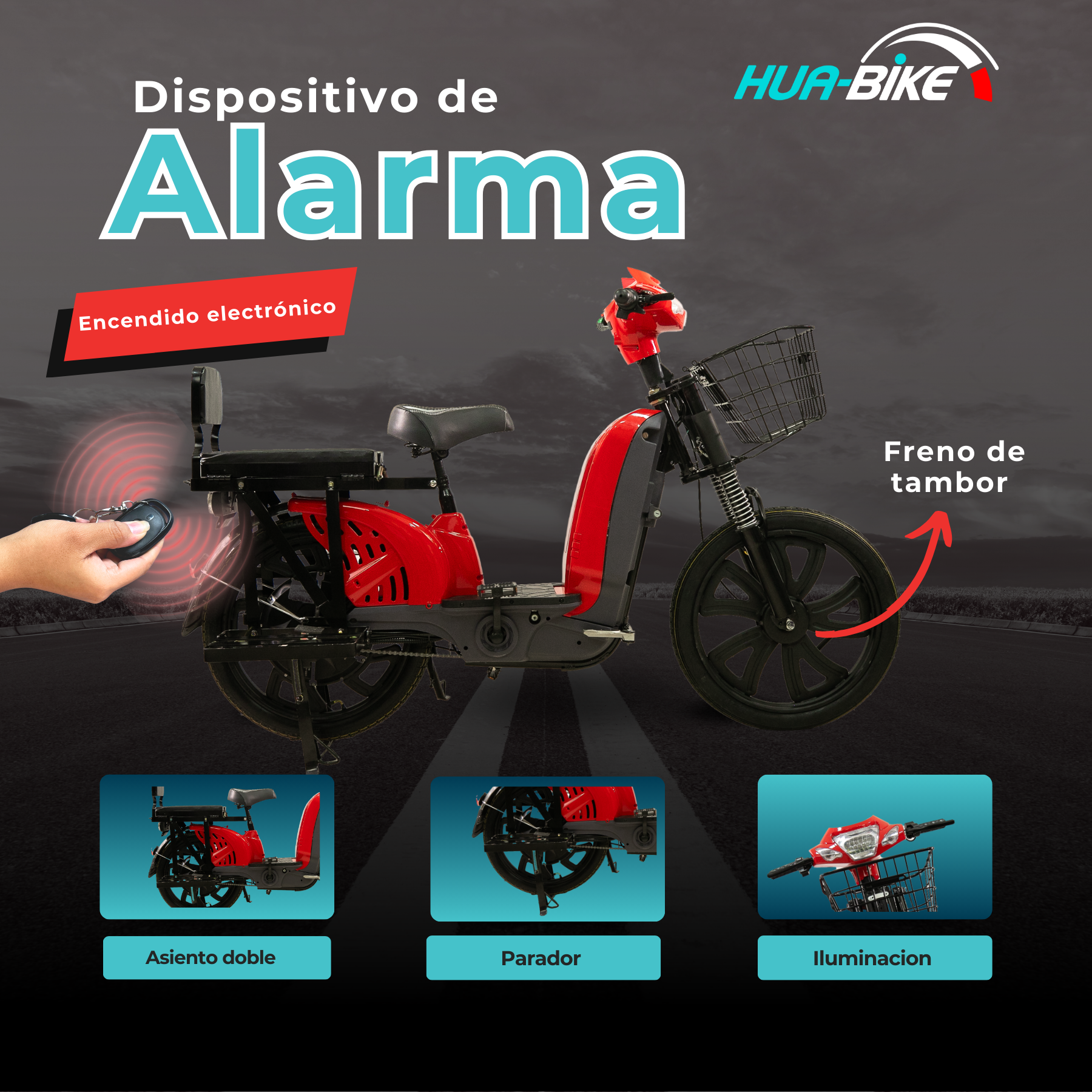 Bicicleta eléctrica Vanguard en color rojo, con diseño robusto y alto rendimiento para cualquier terreno.