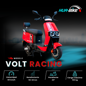 Bicicleta eléctrica Volt Racing en color rojo, con un diseño deportivo y potente, ideal para los amantes de la velocidad.
