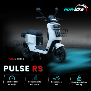 Bicicleta eléctrica Pulse RS blanca, diseño moderno y alto rendimiento.