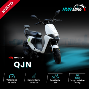 Bicicleta eléctrica QJN 60V 20Ah con 55 km/h de velocidad, frenos de disco y 3 velocidades.